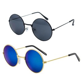 HDGSAFD Pack of 2 Adult Glasses, Round Sunglasses, Retro Metal Sunglasses, Outdoor Safety Glasses, Classic Sunglasses, black