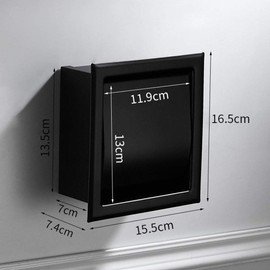 AmandaJ Toilet Roll Holder Stainless Steel Matt Black Built-in Wall Mount for Bathroom