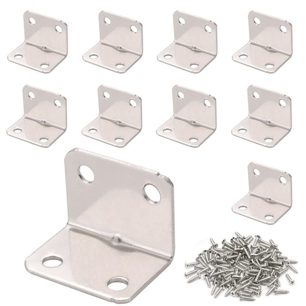 10pcs (25*25*32mm) L-Shape Bracket Corner Brace Furniture Shelf Right Angle