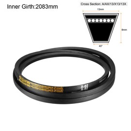 sourcing map A82 Drive V-Belts 82" Inner Length 13mm Width 8mm Thick JIS Standard A-Section Rubber Drive Transmission Belt