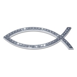 Elektroplate Christian Crystal Fish Chrome Auto Emblem