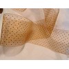 3" SHEER ORGANDY RIBBON- PEACH W/ BLACK POLKA DOTS -