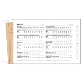 McCall's M8539U5 Misses' 1980's Vintage Dress Sewing Pattern Packet by Laura Ashley, Design Code M8539, Sizes 16-18-20-22-24