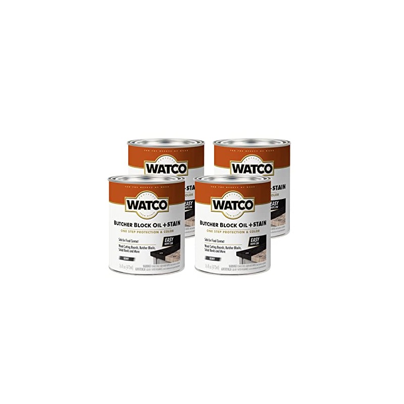 Watco 359023-4PK Butcher Block Oil + Stain, 16 oz, Ebony,