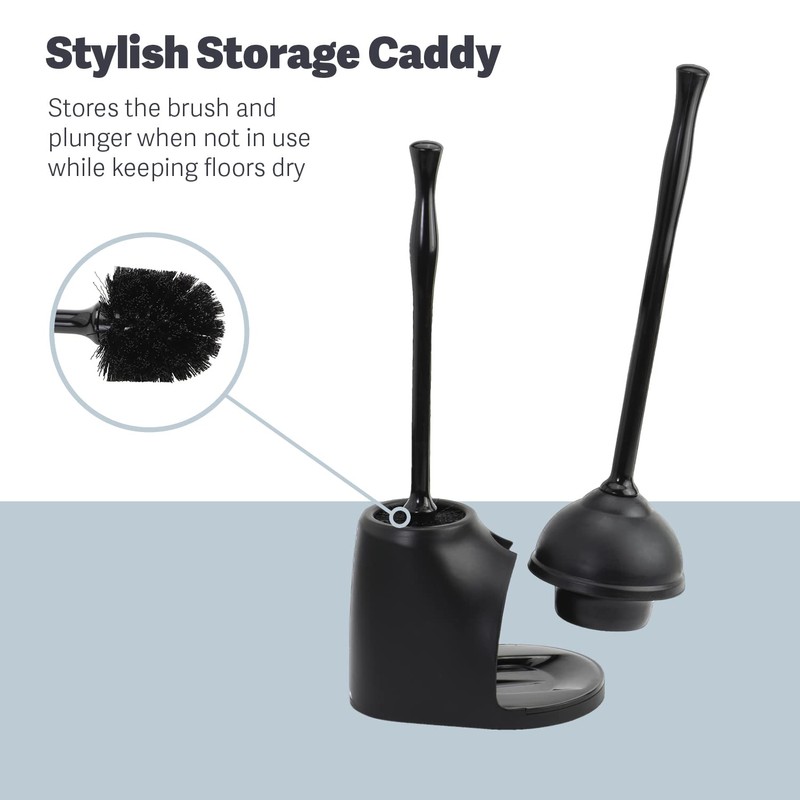 Casabella Bowl Brush & Plunger Combo - Heavy-Duty Toilet Plunger