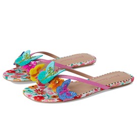 Betsey Johnson Women's Sellena Flat Sandal, White Multi, 6