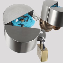 Outdoor Faucet Lock, Water Hose Bib Spigot Lock Stainless Steel Cover & Padlock Kits for 1-1/2 to 3 Inch Dia Valve Handles to Prevent Outside Water Theft and Unauthorized Use