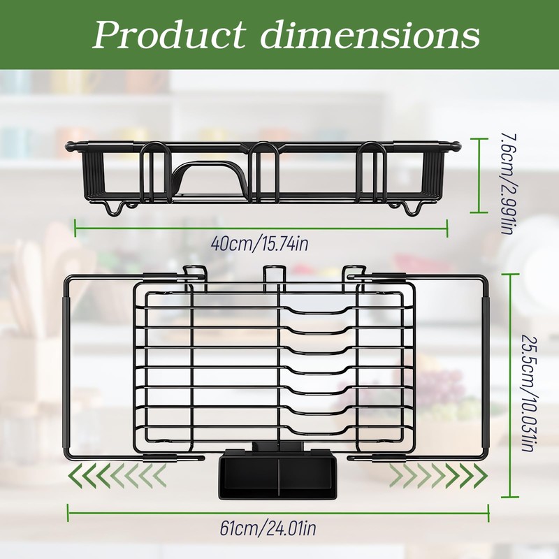 KUK Dish Drying Rack in Sink, Expandable Stainless Steel Over