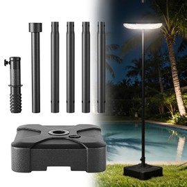 TRAYIU Street Light Pole 13Ft - Metal Solar Lamp Posts for Outdoor Light, Adjustable Metal Street Courtyard Porch Exterior Patio Flag Lighting Fixtures, Black