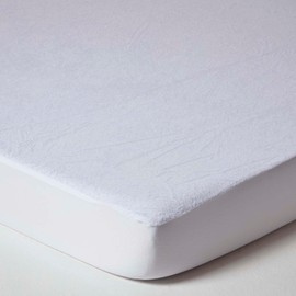 HOMESCAPES Double Terry Towelling Waterproof Mattress Protector 100% Cotton Terry Pile Top Breathable Hypoallergenic Washable Protector with Fully Elasticated Thick Stretch Fabric Skirt