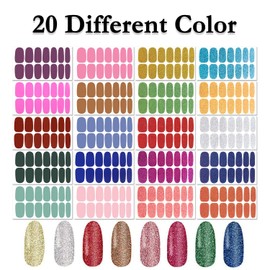 SILPECWEE 20 Sheets Glitter Solid Color Nail Polish Strips Full Nail Wraps Self Adhesive Nail Art Stickers Nail Stickers for Women Nail Art Accessories with 1pc Nail File