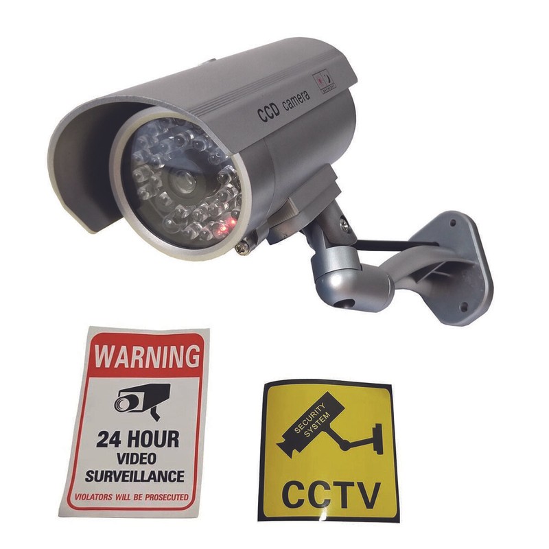 Yuarisx 8x Outdoor Dummy Security Camera Fake Flashing Infrared Bullet