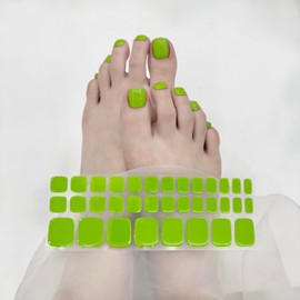 Semi Cured Gel Toenail Strips Olive Green 22 Pcs Gel Pedi Stickers, Wraps, UV Light Required, Salon Quality, Long Lasting
