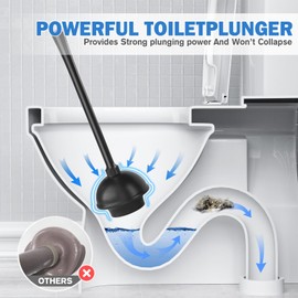 Toilet Plunger and Brush Set, Toilet Brush and Plunger with Ventilated Holder, 2-in-1 Bathroom Cleaning Combo with Caddy Stand(2 Pack, Black) …