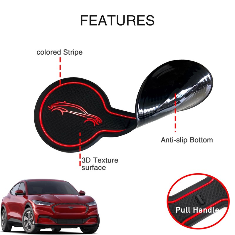LSAUTO Compatible for Ford Mustang Mach-E Car Cup Holder Coaster,