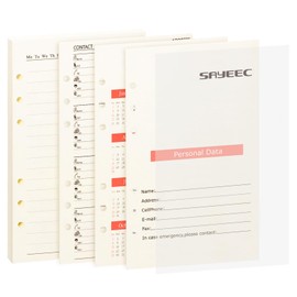 SAYEEC A5 Refillable Loose Paper for Journal Ringbinder Folio Business Notebook Portfolio 6 Ring 100gsm Lined Paper with 80 Sheets (Refill Paper)