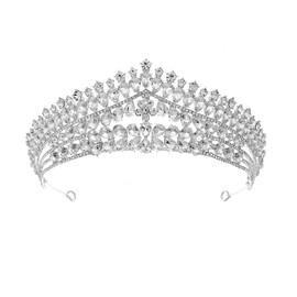 Tiaras Crowns for Women – Elegant Rhinestone Crystal Hair Accessory Princess Headband Queen Crown for Pageant/Prom Bridal Headpiece Tiara for Women (Silver Teardrop CZ)