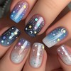 Press on Nails Medium Square Nails The Starry Sky False