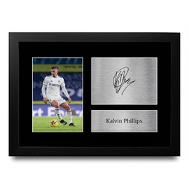 HWC Trading FR A4 Kalvin Phillips Leeds United Gifts Printed Signed Autograph Picture for Football Fans and Supporters - A4 Framed