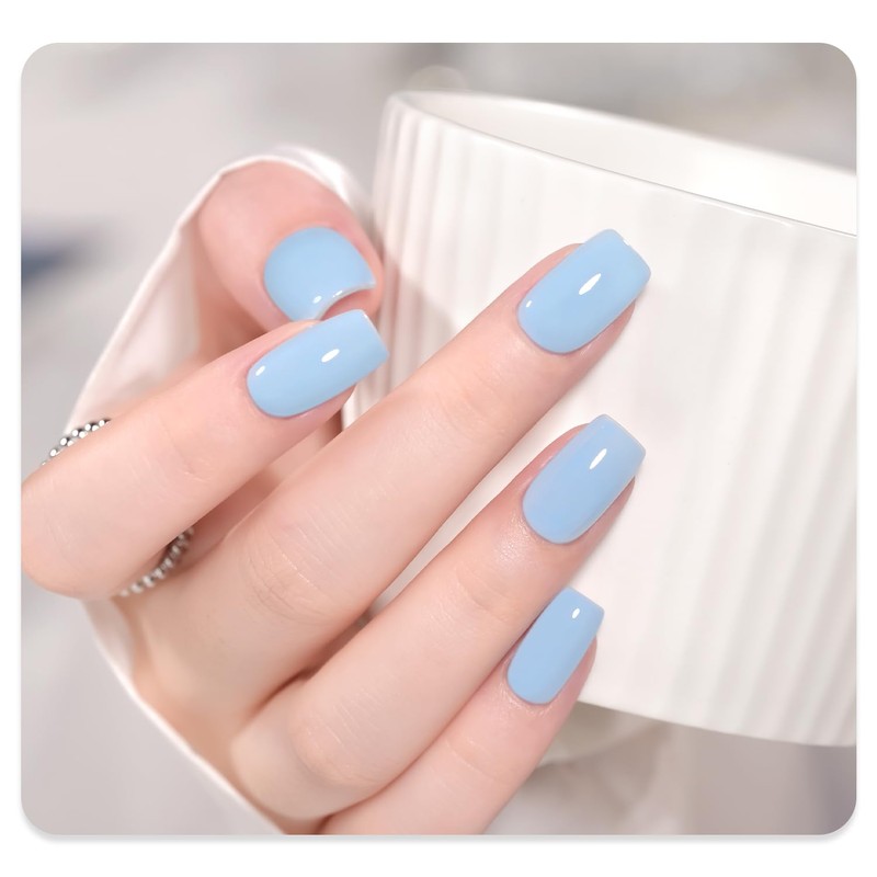 GAOY Light Blue Gel Nail Polish, 16ml Soak Off Gel