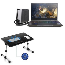 BoxWave Stand and Mount Compatible with CyberPowerPC Tracer VI Gaming - True Wood Laptop Bed Tray Stand, Desk for Comfortable Work in Bed. - Jet Black