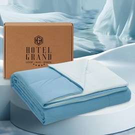 Hotel Grand Cooling Comforter for Hot Sleepers, Cooling Blankets King Size, Q-Max>0.4, Breathable and Soft, Lightweight Blankets for Summer (Blue, 106"x90", Packed with Cooling Pillowcase)