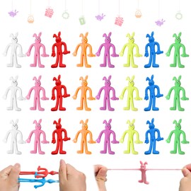 SOETDERT Pack of 24 Slingshot Toy, Easter Slingshot Finger Toy, Funny Easter Bunny Slingshot Finger Game, Mini Rubber Finger Toys, Children's Toy Gift Party Bag, Random Colour