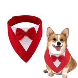 aoozleny Dog Tuxedo Formal Cat Wedding Bandana Dog Collar with Bow Tie Cat Birthday Costume Valentines Outfit Pet (Pure red, S)