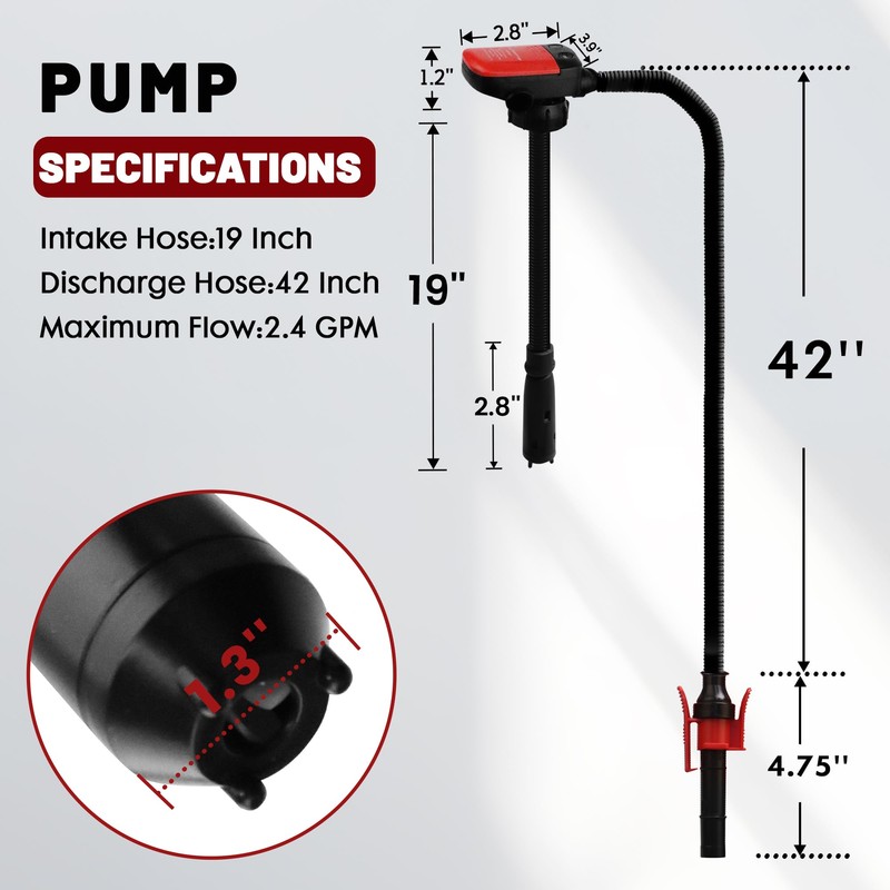 PUMPTOR Fuel Transfer Pump Battery Powered Gas Pump With Automatic