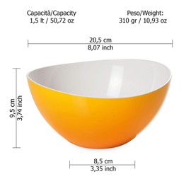 OMADA Design Set of 3 Bowls for the Kitchen, 1.5 Litre, Salad Bowl, Coloured Plastic, Shatterproof Container, Trendy Line