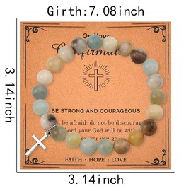 Confirmation Bracelet Gifts for Women Best Friend Bestie Christmas Birthday Gifts for Daughter Granddaughter Cross Bracelet for Sister Niece Christian Bracelets for Women Natural Stone Bracelets