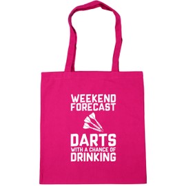 Hippowarehouse Weekend Forecast Darts with a Chance of Drinking Tote Shopping Gym Beach Bag 42cm x38cm, 10 litres
