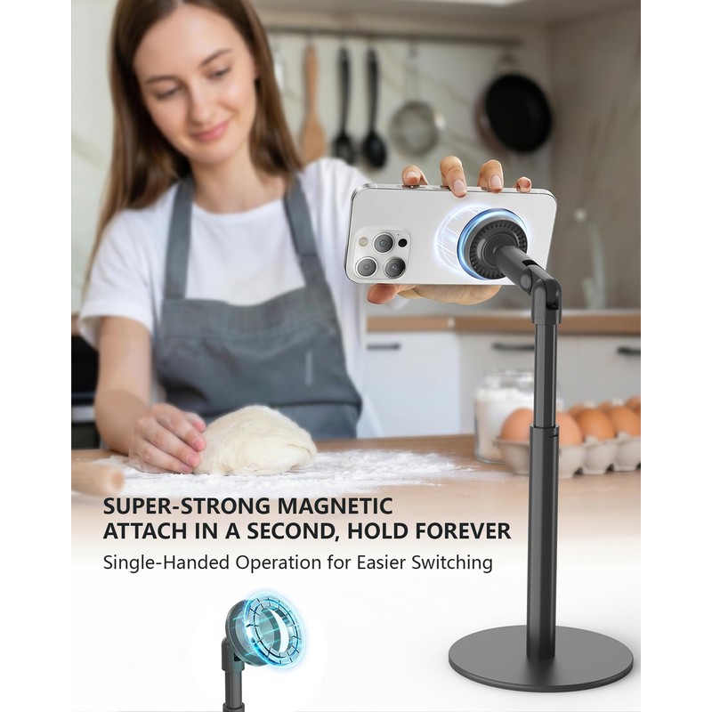 QJYKIONE Tablet Magnetic Stand for iPad＆iPhone All, 9-17" Height Adjustable