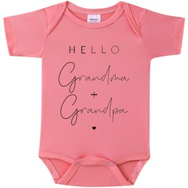 BIBIBLISSBABY Pregnancy Announcement Infant Bodysuit,Hello Grandma+Grandpa Gift for Grandparents,New Baby Surprise(0-3 month), Apple Blossom, 0-3months