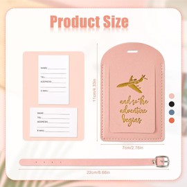 4pcs PU Leather Luggage Tags, Baggage Tag with Adjustable Strap & Privacy Protection Cover Luggage Address Name Tags Suitcase Labels Accessories for Women Men Travel Luggage Backpack Bag(4 Colors)