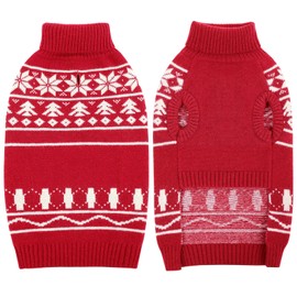 KONVINIT Dog Jumper Christmas Turtleneck Dog Christmas Jumper Xmas Dog Jumper with Snowflake Pattern for Small Medium Dogs Dog Christmas Outfit
