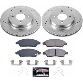 Power Stop K6096 Front Z23 Carbon Fiber Brake Pads with Drilled & Slotted Brake Rotors Kit For Nissan Versa 2012-2019, Nissan Versa Note 2014-2019 [Model Specific]