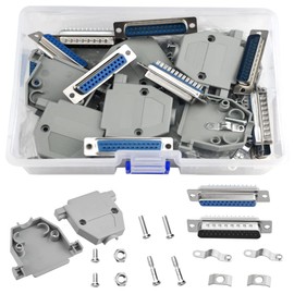 WMYCONGCONG 10 PCS DB25 Solder Connector 25 Pin Male/Female D-Sub Solder Type Connector with Plastic Cover Housing