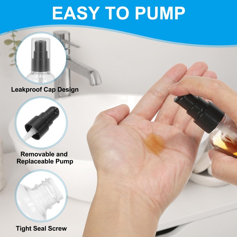 PATIKIL Travel Pump Bottles, 6 Pcs 3.4Oz(100ml) Leak Proof Refillable