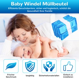 Haokelai Nappy Bin Refill Cassettes, Pack of 9 Refill Bags for Cat Litter Refills, Thick and Odour-Proof Nappy Bin Refill Film, for Nappy Bin, Cat Litter Bucket