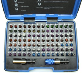 TMAX 100 Piece Color Coded Impact Ready Security Bits Screwdriver Set Kit with 2 Quick Chucks