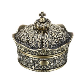 Hipiwe Caja de Joyería Vintage, Diseño de Corona Antigua Cofre del Tesoro Organizador de Almacenamiento de Baratijas, Estuche Porta Aretes/Collar/Anil