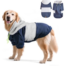 wishkit Suéter con Capucha para Perros, Ropa de Invierno Suave y CóModa con Agujero para Correa, Ideal para Perros Medianos y Grandes, Material Cálido para Clima Frío (Azul, 4XL)