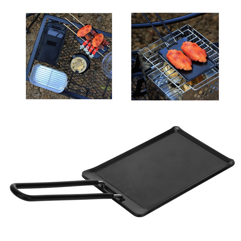 Portable Grill Pan with Handle Non Stick Barbecue Plate Camping