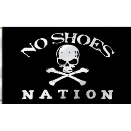 Masquita No Shoes Nation Flag 4x6FT,Pirate Flags for Indoor Outdoor,Vivid Color Double-Stitched Edges, Skull Crossbones Flag with 2 Brass Grommets. (4x6)