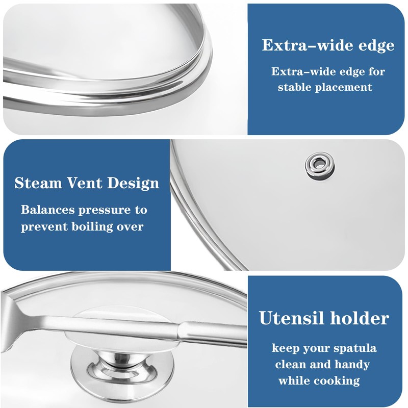 8 Inch Universal Pan Lid, Tempered Glass Lid for Frying