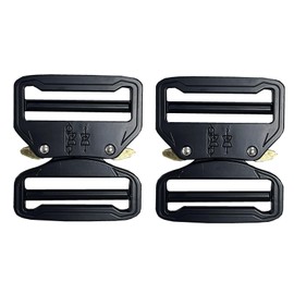 VAANNQOUU Metal Buckle Dual Adjustable No-Sew Tactical Heavy Duty Belt Buckle, Black, Large x2