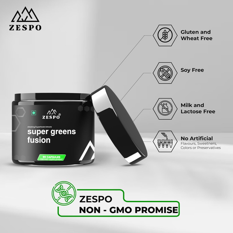 Super Greens Fusion Black Box– 90 Capsules,1100mg – Powerful Green