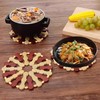 Set of 3 Round Bamboo Trivet Mats Heat-Resistant Pads for