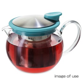 FORLIFE Bola Glass Teapot with Basket Infuser, 15-Ounce/444ml, Turquoise